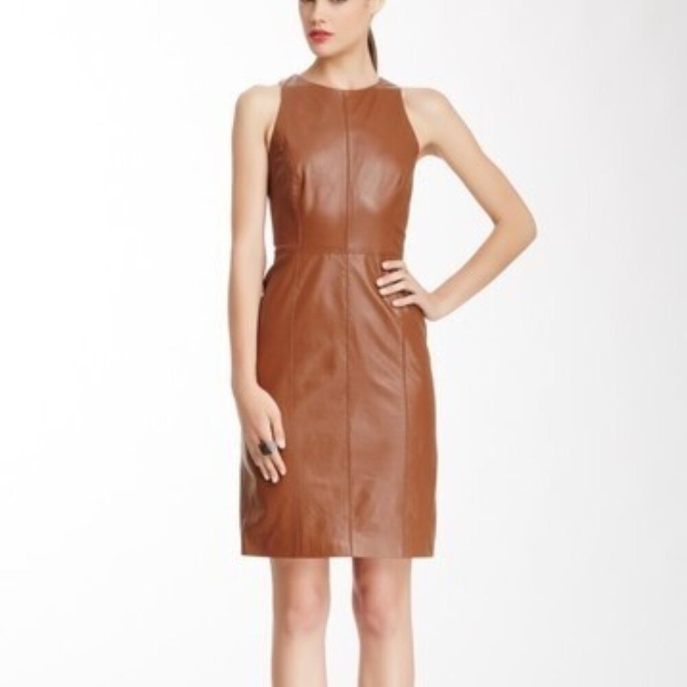VINCE CAMUTO Leather Dress Size 6 Brown